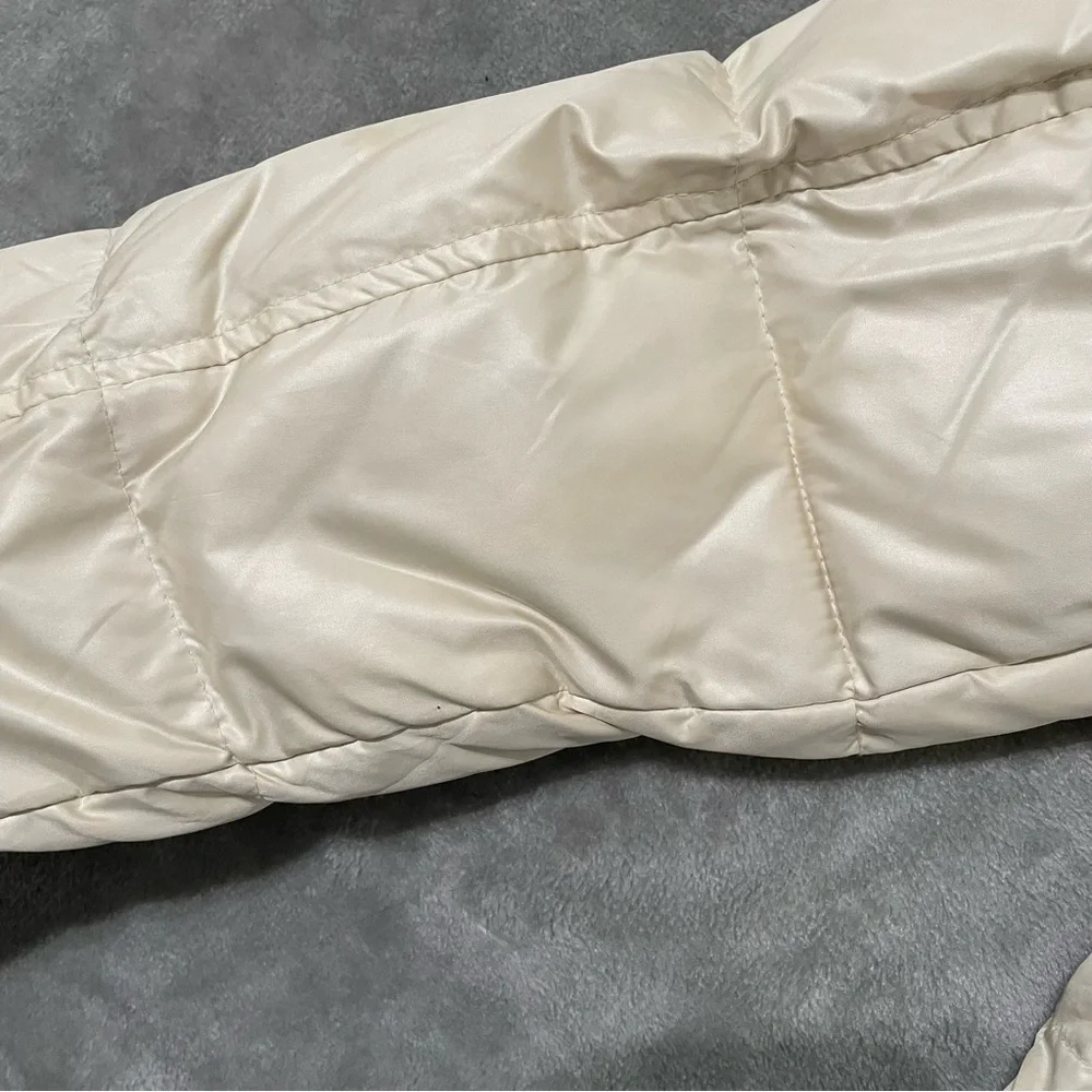 GAP Kids Girls Ivory Puffer Down Jacket Faux Fur Hood Size XXL 14-16